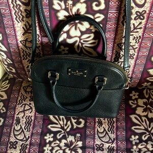 Kate Spade‎ New York Black Leather Dome Satchel Purse Hand Bag w/crossbody strap